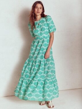 chinese dress ladies Tala Tiered Jersey Maxi Dress-Blood Orange, Botanical Charm main image 0